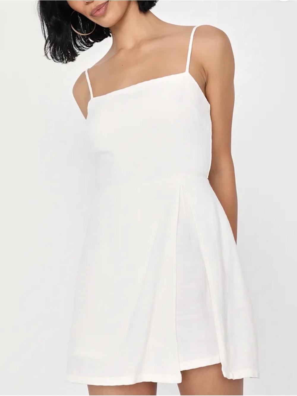 Lulu's White Spaghetti-Strap Romper with Wrap Skirt